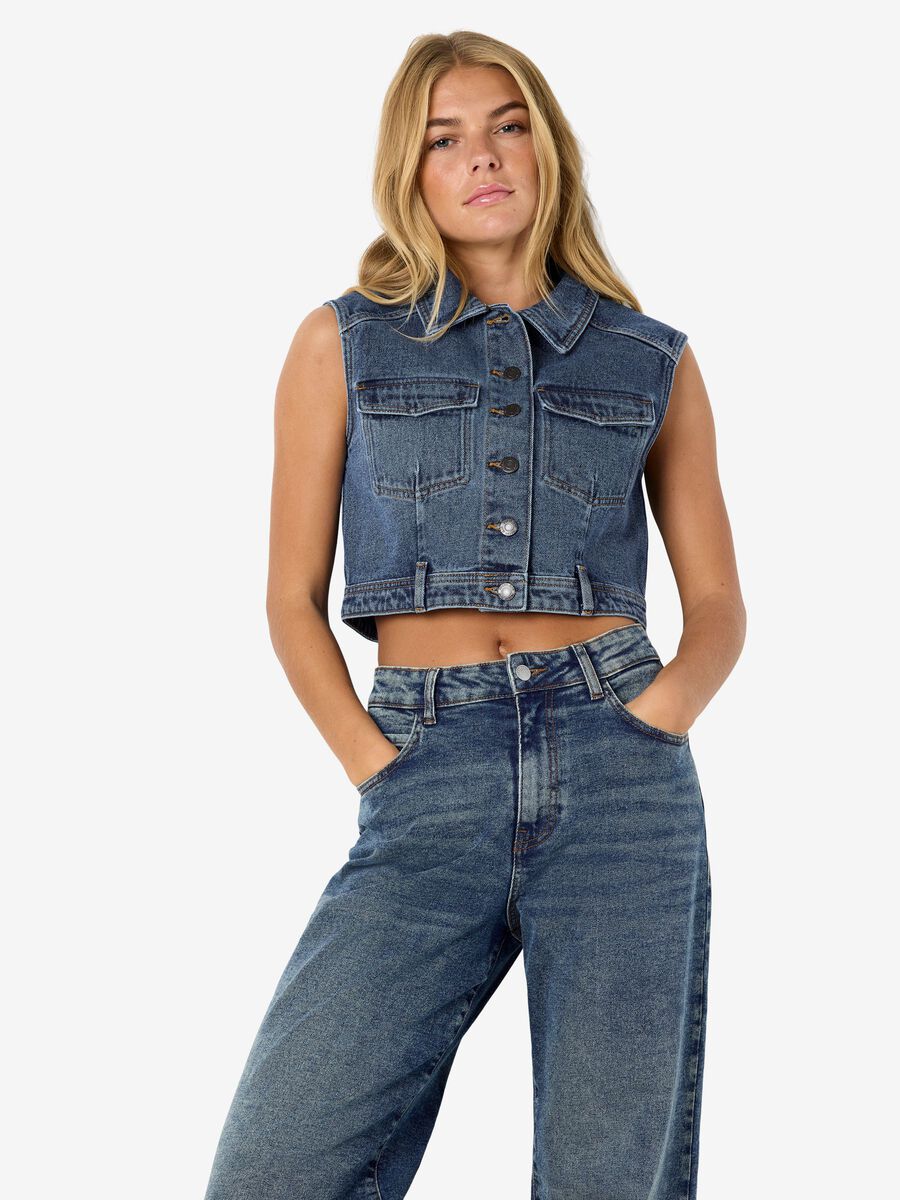 Carousel image - NMKETTIE DENIM VEST, Medium Blue Denim | 6