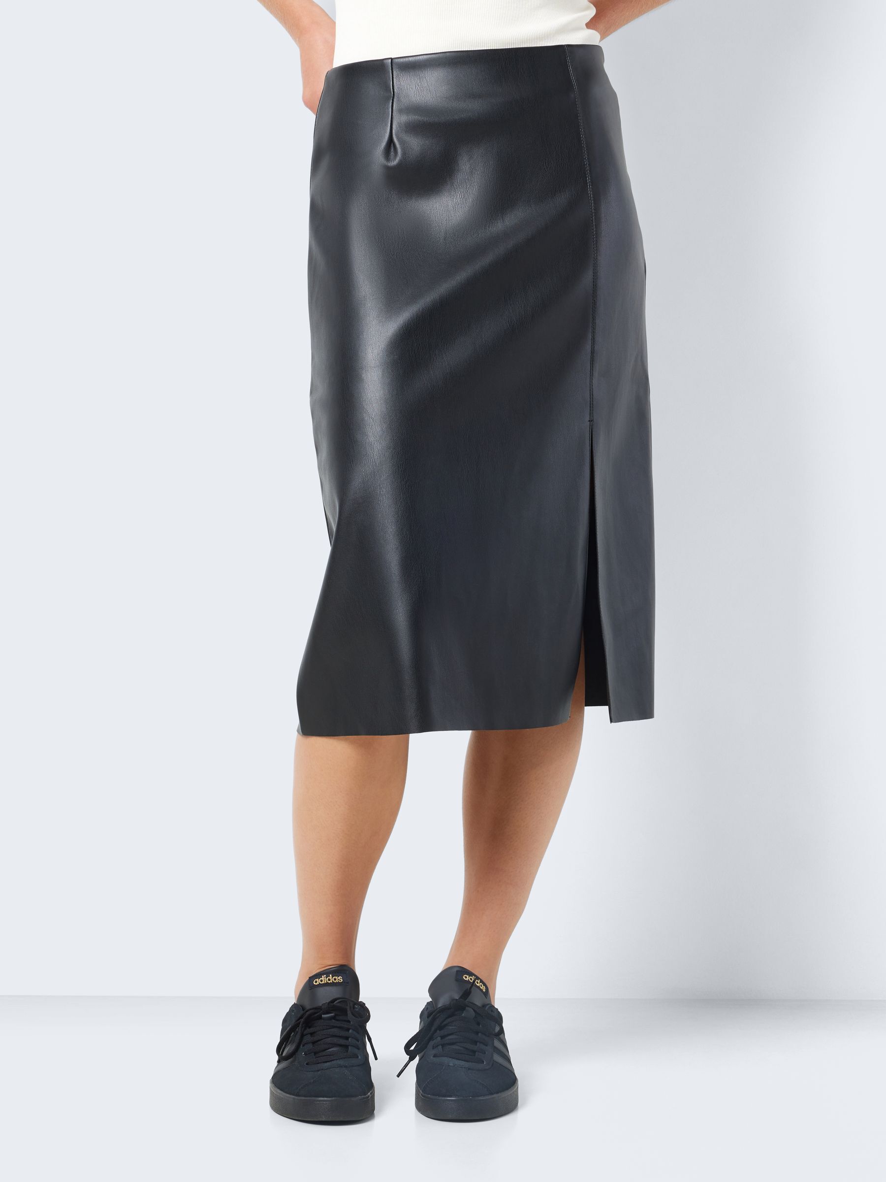 FAUX LEATHER MIDI SKIRT Black NOISY MAY