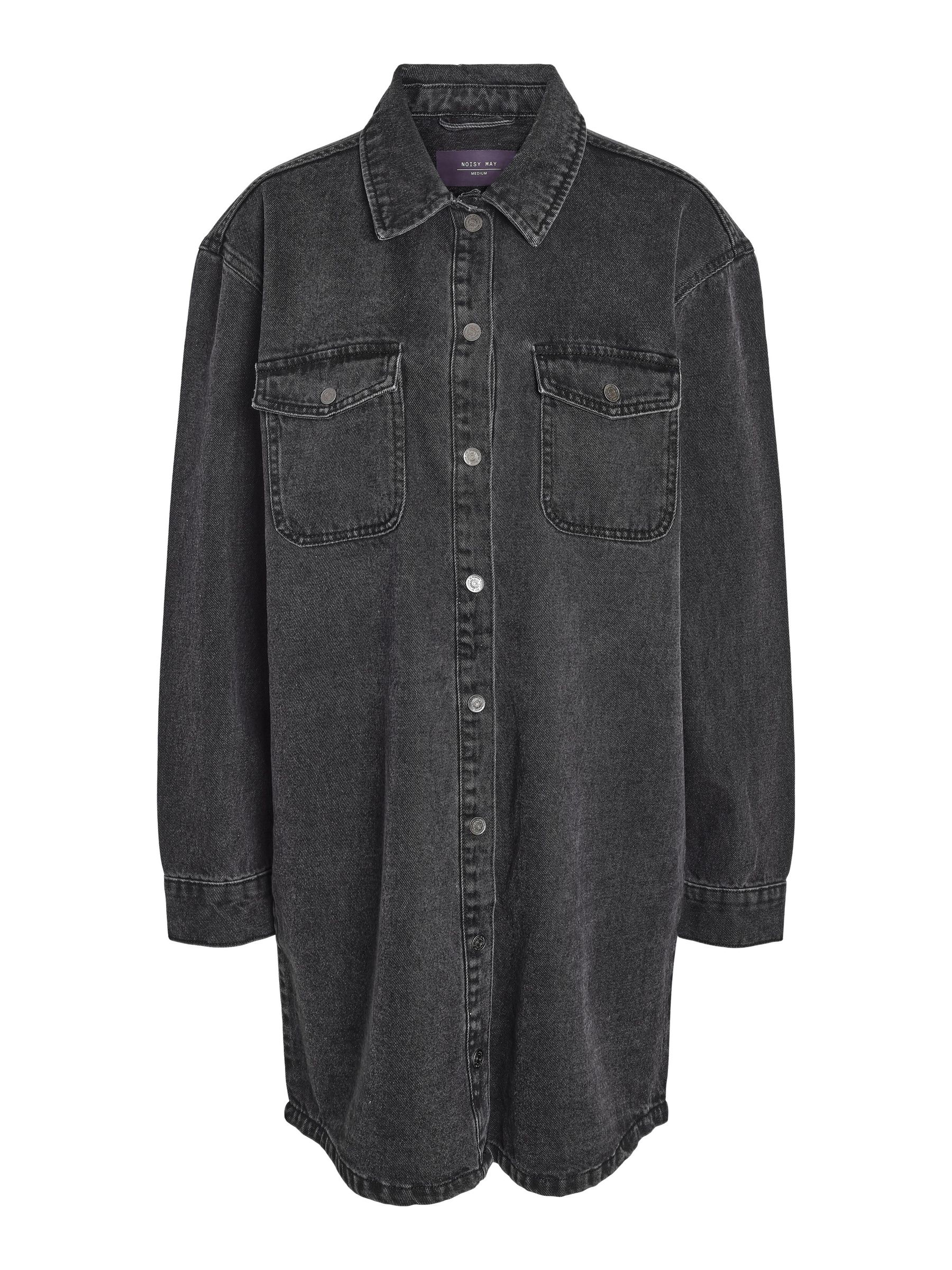 knee length dresses for ladies Denim Annie Shirt Dress Solid Black main image 0
