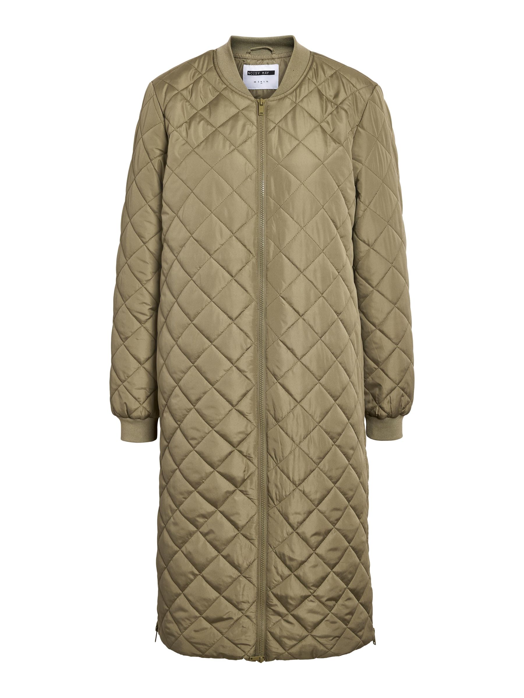 Noisy May Droplets longline padded coat with oversized hood in green
