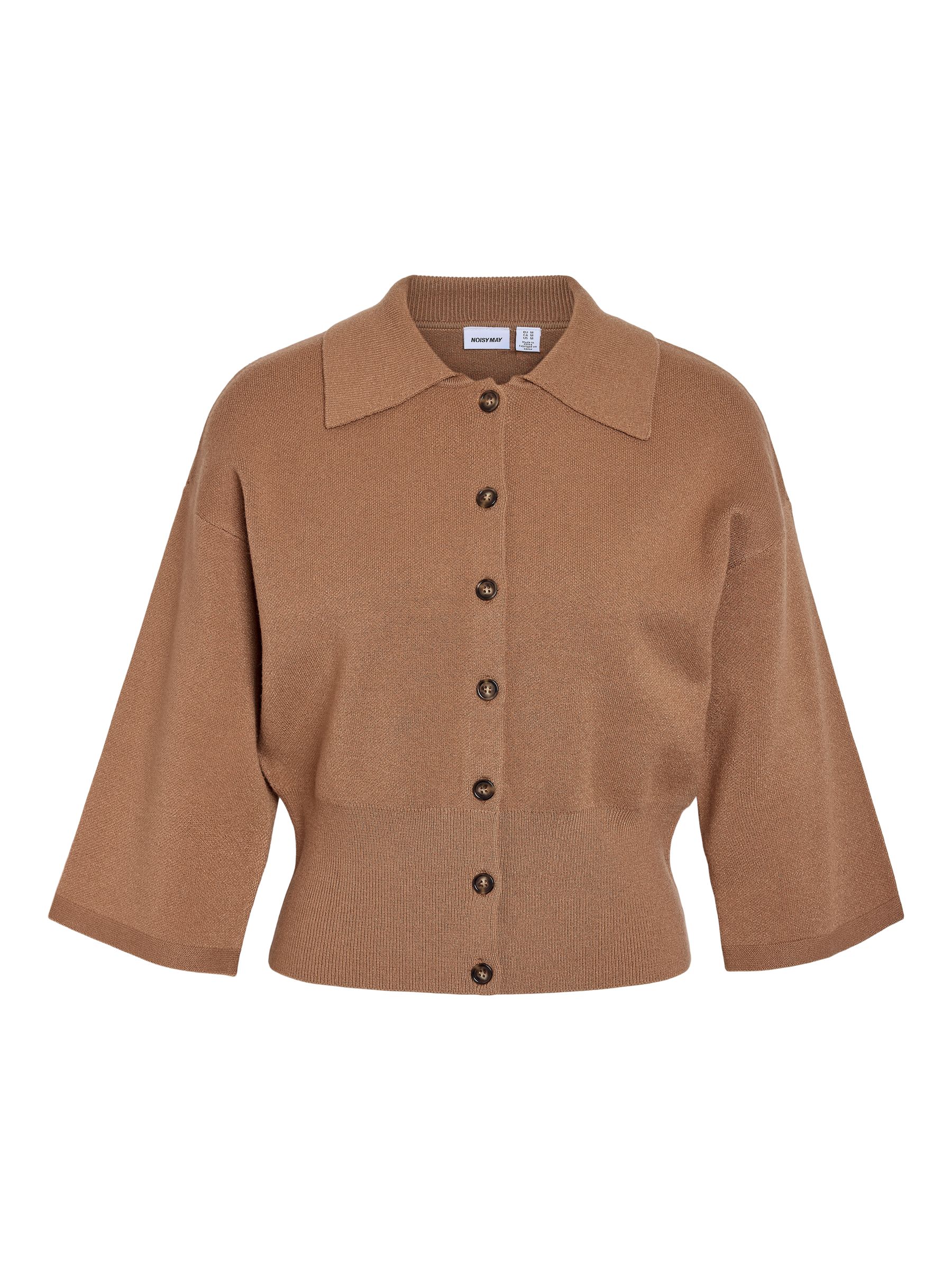 POLO STYLE CARDIGAN | Brown | NOISY MAY®
