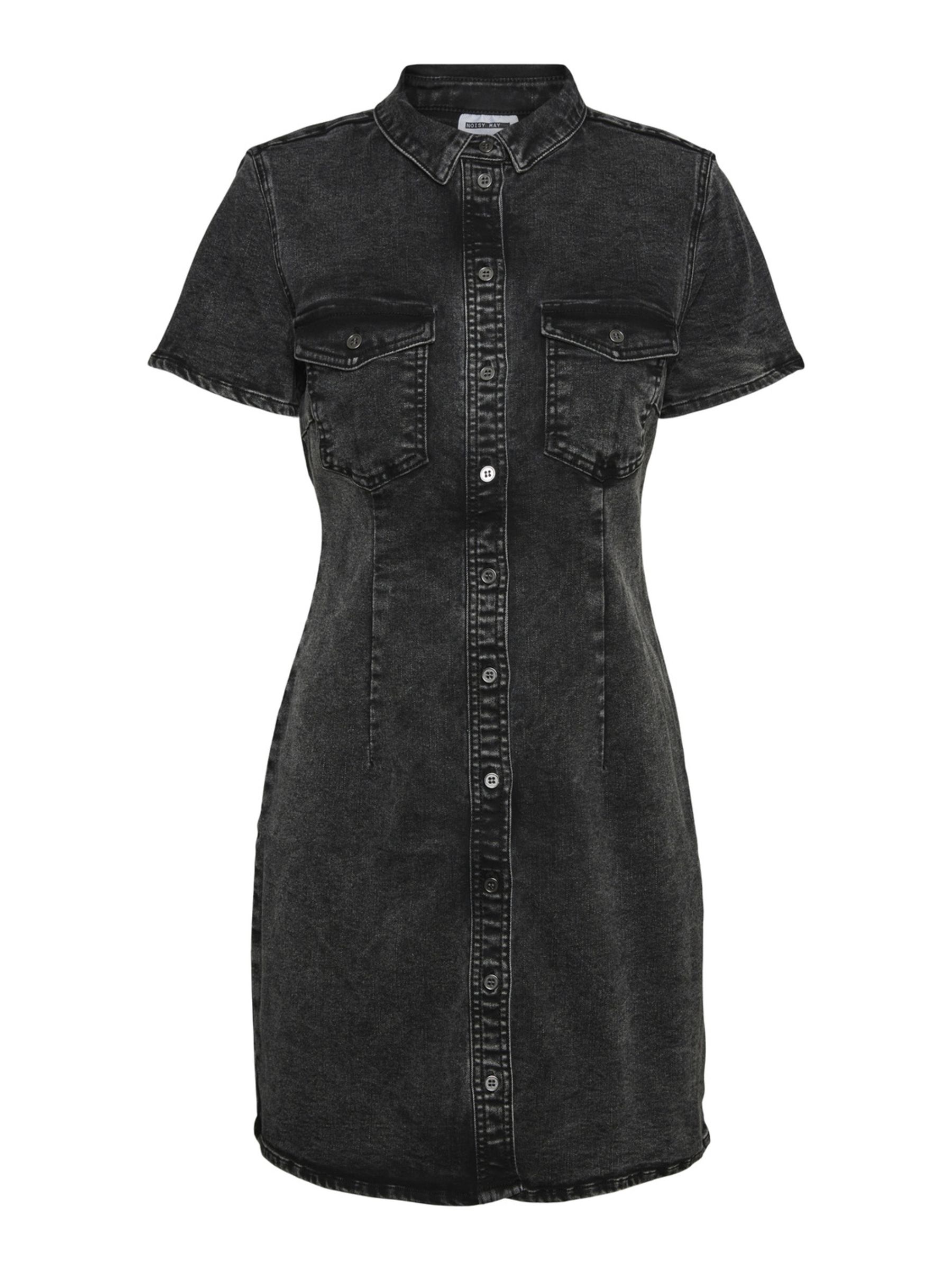 SHORT SLEEVED DENIM DRESS Black NOISY MAY