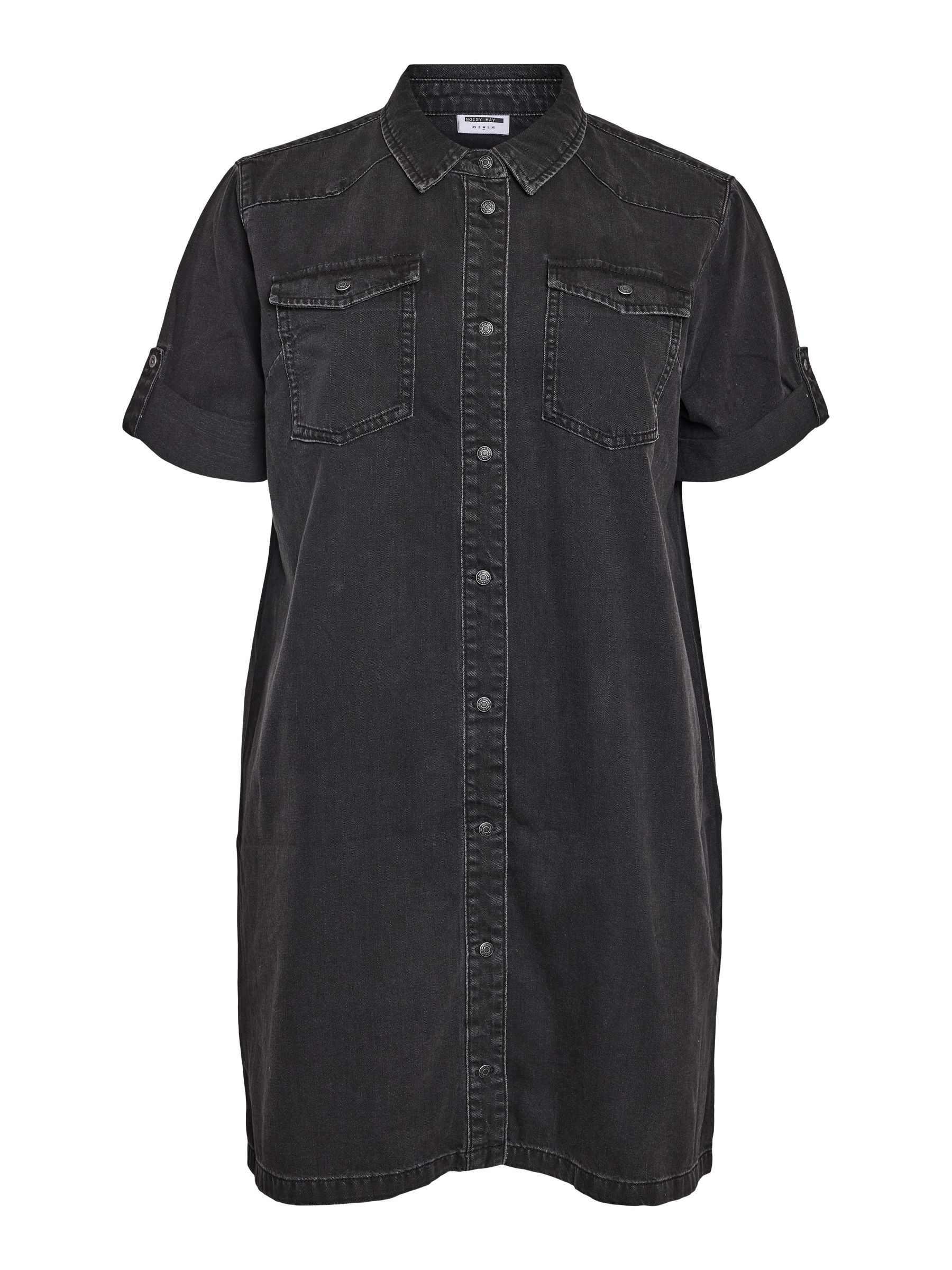 CURVE DENIM MINI DRESS | Black | NOISY MAY®