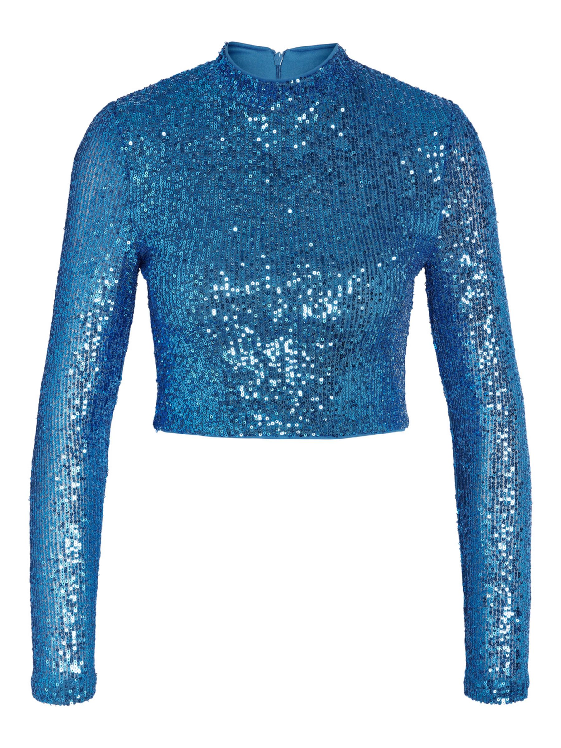 Blue glitter crop top store