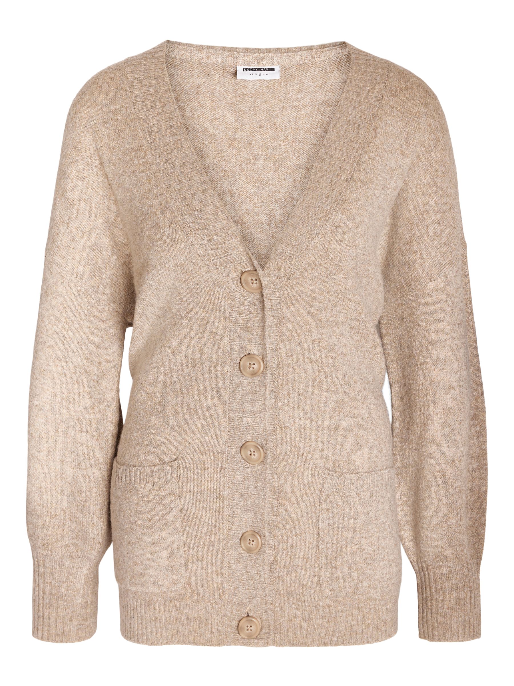 Beige v outlet neck cardigan