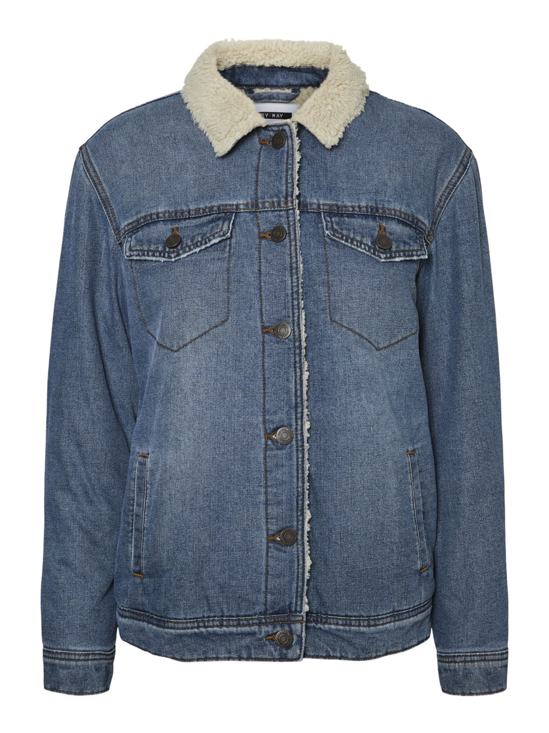 Noisy May Denim Teddy Jacket Blue - L - SilkFred