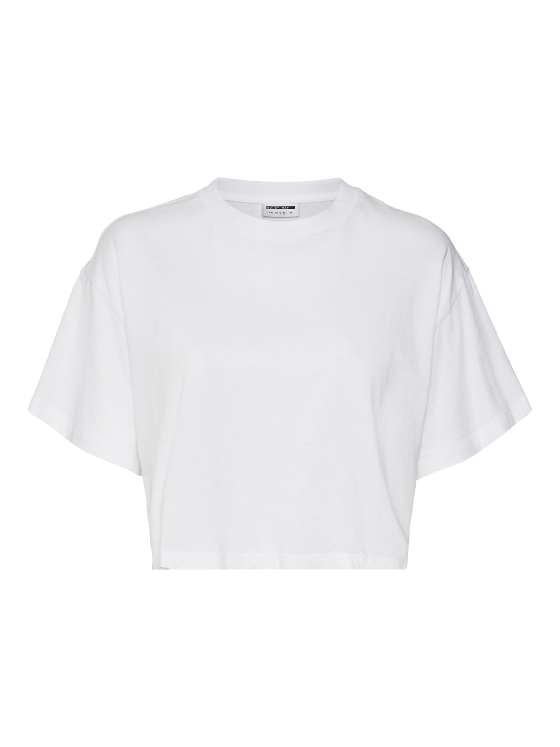 SHORT SLEEVED SEMI CROPPED TOP | White | NOISY MAY®