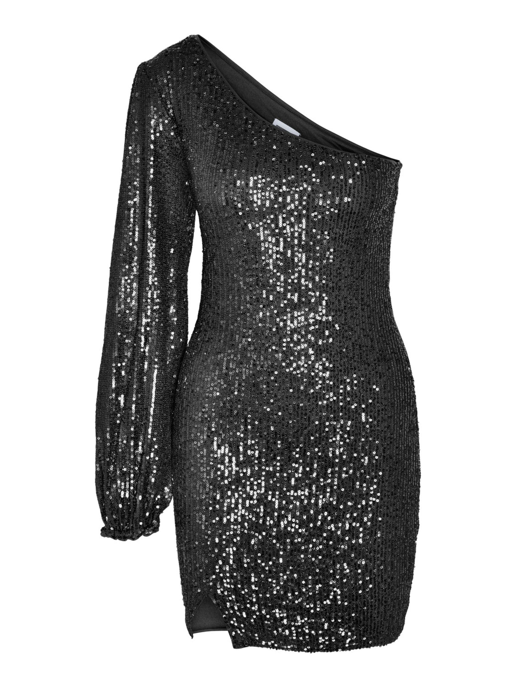 ONE SHOULDER SEQUIN DRESS Black NOISY MAY